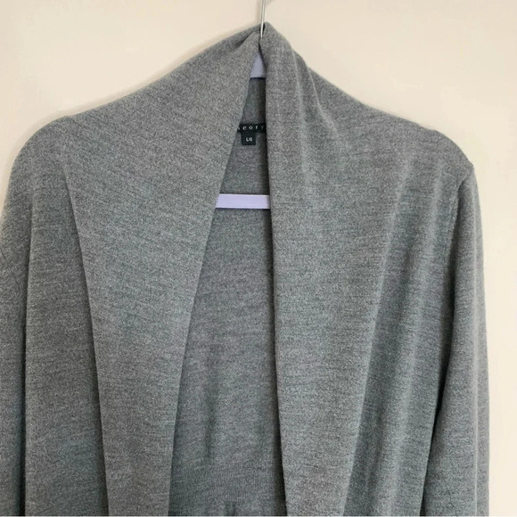 Theory Grey Merino Wool Open  Front Cardigan L - Picture 9 of 11